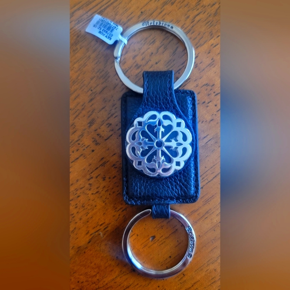 Brighton Leather and Silver Ferrara Valet Key Fob Black New with Tags
